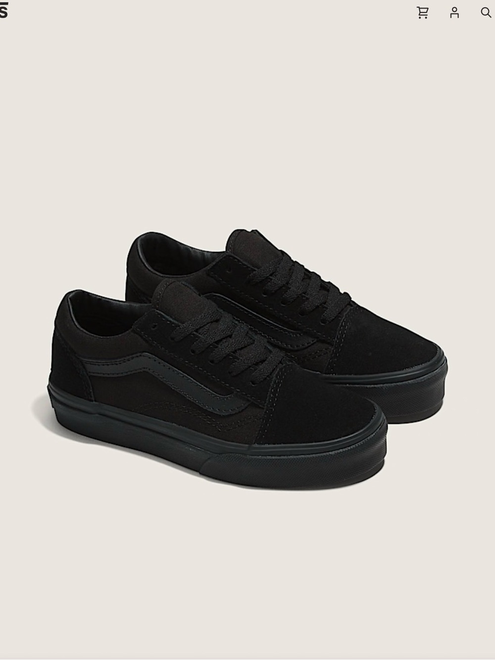 Vans Black Little Kids Old Skool Size 2 BNWT
